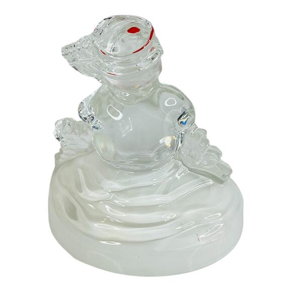 VTG Cristal d' Arques Glass SNOWMAN 7” Figurine Frosty 24% Crystal No Music Box - Picture 5 of 8
